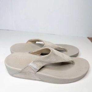 Fitflop Women's Lulu Shimmer Suede Cream Sandals